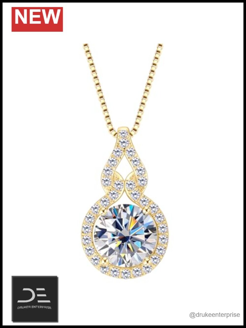 Moissanite Infinity Pendant Necklace 925 Sterling Silver 3CT for Women